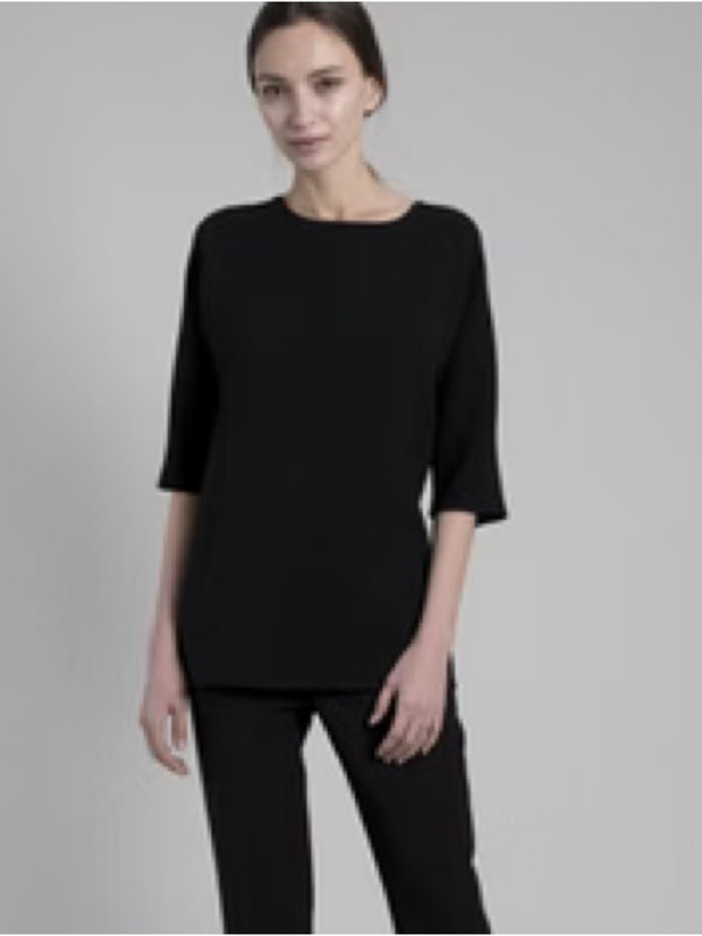 OLIVINE GABBRO Black Boatneck 3/4 Sleeve Top - Size M